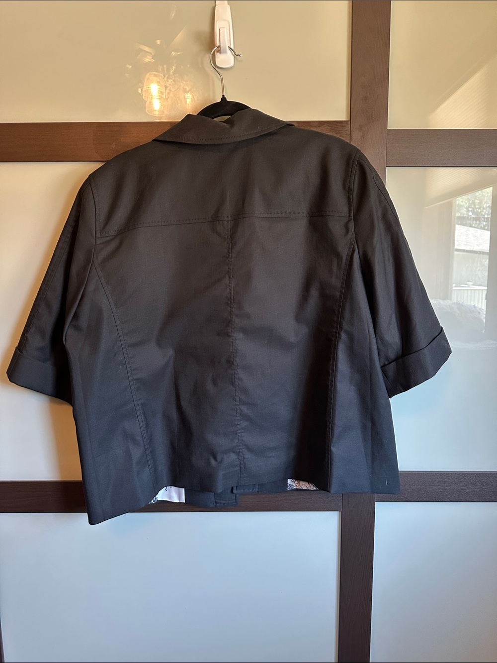 Talbots Black Short-Sleeve Shirt Jacket with Button Front size 16 - Picture 4 of 5